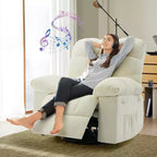 Poltrona Reclinabile a Dondolo, Sedia a Dondolo Girevole a 360°, Recliner Lazy Boy Singolo, Tasche Laterali, per Soggiorno, Piccoli Spazi