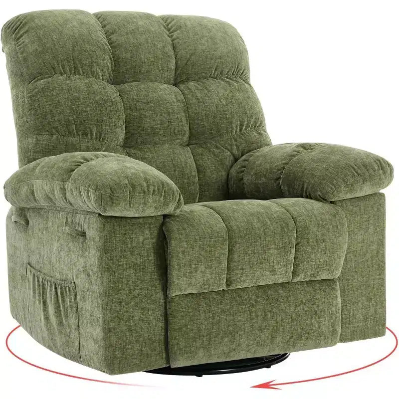 Poltrona Reclinabile a Dondolo, Sedia a Dondolo Girevole a 360°, Recliner Lazy Boy Singolo, Tasche Laterali, per Soggiorno, Piccoli Spazi