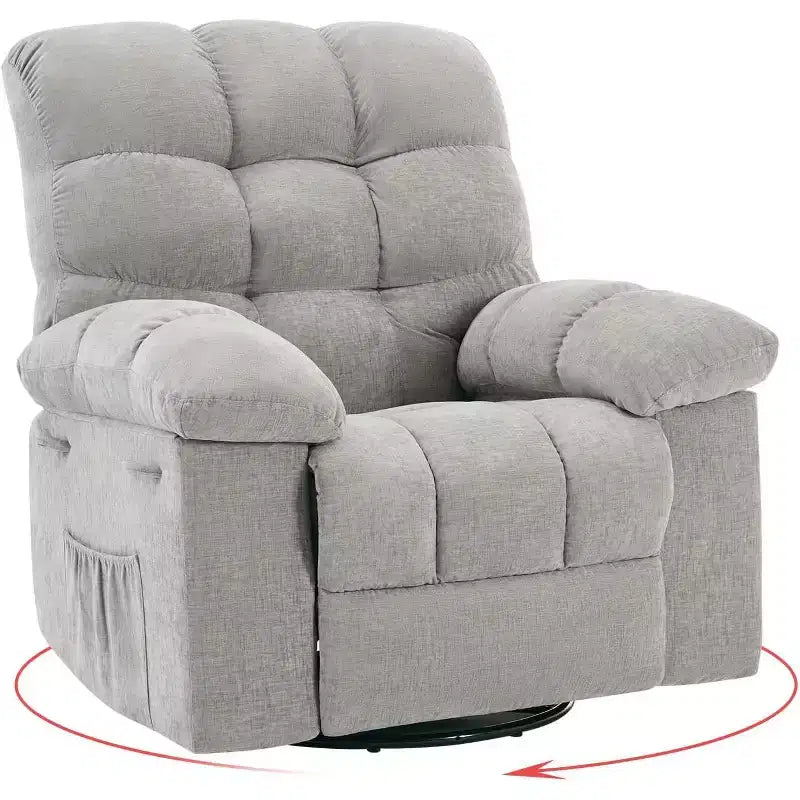 Poltrona Reclinabile a Dondolo, Sedia a Dondolo Girevole a 360°, Recliner Lazy Boy Singolo, Tasche Laterali, per Soggiorno, Piccoli Spazi