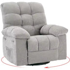 Poltrona Reclinabile a Dondolo, Sedia a Dondolo Girevole a 360°, Recliner Lazy Boy Singolo, Tasche Laterali, per Soggiorno, Piccoli Spazi