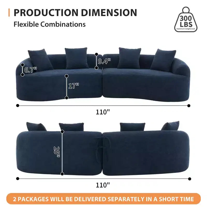 Divano componibile Whisen 110 con imbottitura a compressione totale