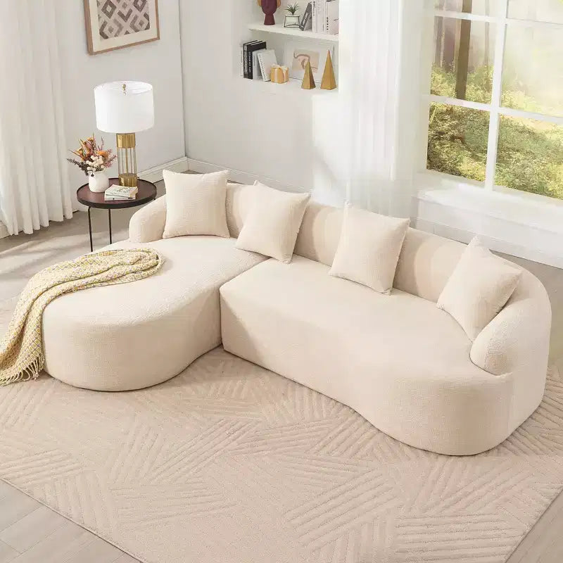 Whisen L-Shaped Sponge Sectional Sofa Set Compressed Couch No Assembly Required Sofa in a Box, Boxed Sofa with Curved Chaise