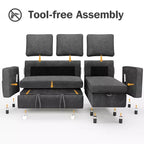 Dyonery Divano letto estraibile 2 in 1 con chaise longue reversibile contenitore per camera da letto Divano a L componibile con tasche laterali, 81"