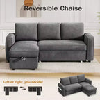 Dyonery Divano letto estraibile 2 in 1 con chaise longue reversibile contenitore per camera da letto Divano a L componibile con tasche laterali, 81"