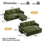 Dyonery Divano letto estraibile 2 in 1 con chaise longue reversibile contenitore per camera da letto Divano a L componibile con tasche laterali, 81"