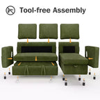 Dyonery Divano letto estraibile 2 in 1 con chaise longue reversibile contenitore per camera da letto Divano a L componibile con tasche laterali, 81"