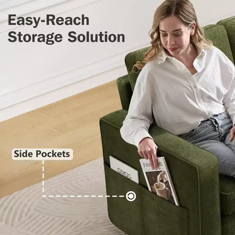 Dyonery Divano letto estraibile 2 in 1 con chaise longue reversibile contenitore per camera da letto Divano a L componibile con tasche laterali, 81"