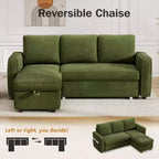 Dyonery Divano letto estraibile 2 in 1 con chaise longue reversibile contenitore per camera da letto Divano a L componibile con tasche laterali, 81"
