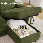 Dyonery Divano letto estraibile 2 in 1 con chaise longue reversibile contenitore per camera da letto Divano a L componibile con tasche laterali, 81"