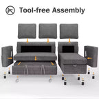 Dyonery Divano letto estraibile 2 in 1 con chaise longue reversibile contenitore per camera da letto Divano a L componibile con tasche laterali, 81"