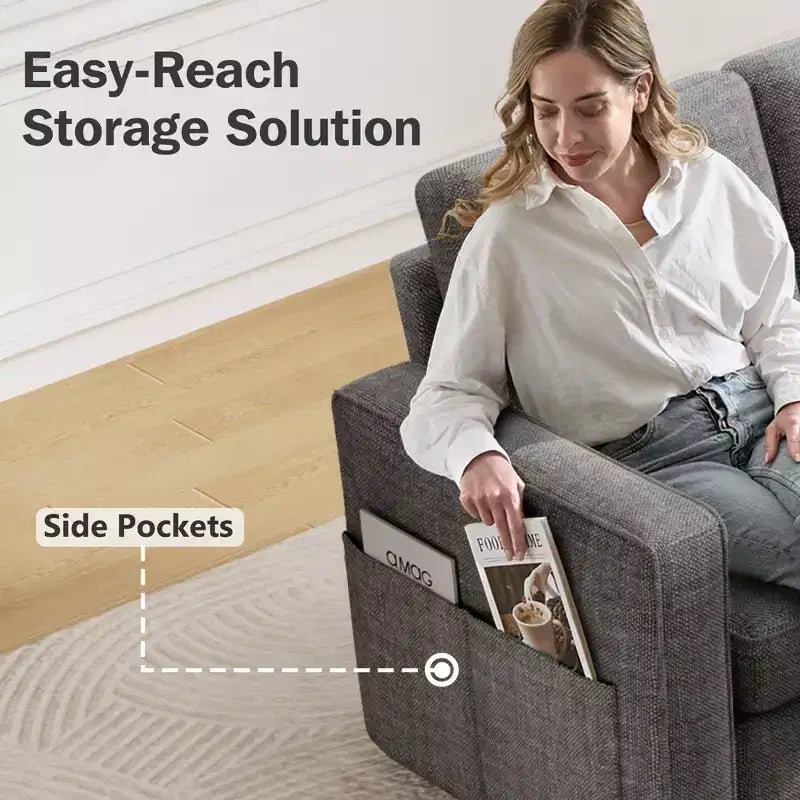 Dyonery Divano letto estraibile 2 in 1 con chaise longue reversibile contenitore per camera da letto Divano a L componibile con tasche laterali, 81"