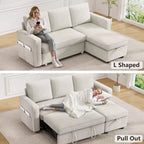 Dyonery Divano letto estraibile 2 in 1 con chaise longue reversibile contenitore per camera da letto Divano a L componibile con tasche laterali, 81"