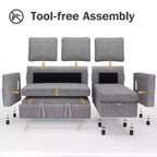 Dyonery Divano letto estraibile 2 in 1 con chaise longue reversibile contenitore per camera da letto Divano a L componibile con tasche laterali, 81"