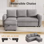 Dyonery Divano letto estraibile 2 in 1 con chaise longue reversibile contenitore per camera da letto Divano a L componibile con tasche laterali, 81"