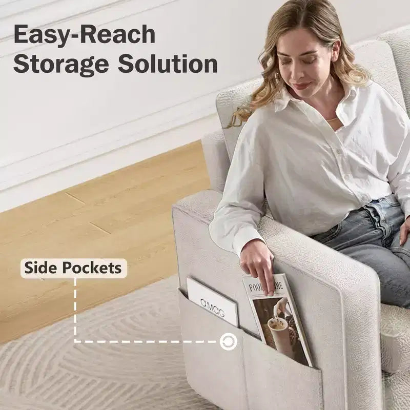 Dyonery Divano letto estraibile 2 in 1 con chaise longue reversibile contenitore per camera da letto Divano a L componibile con tasche laterali, 81"