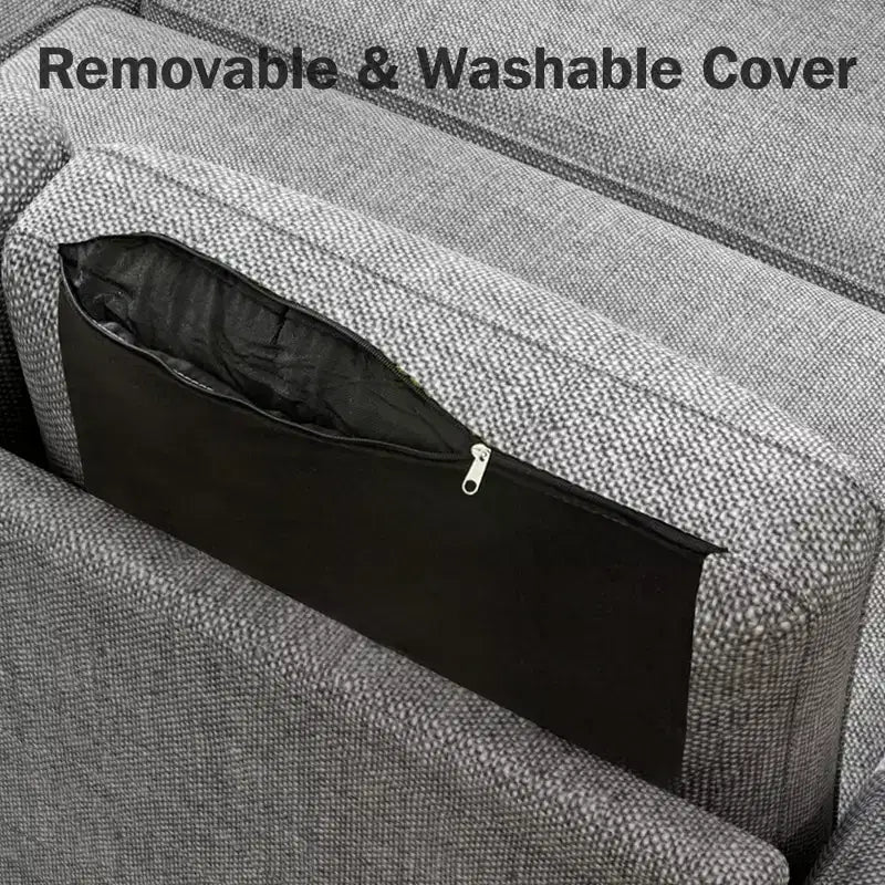 Dyonery Divano letto estraibile 2 in 1 con chaise longue reversibile contenitore per camera da letto Divano a L componibile con tasche laterali, 81"