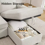 Dyonery Divano letto estraibile 2 in 1 con chaise longue reversibile contenitore per camera da letto Divano a L componibile con tasche laterali, 81"