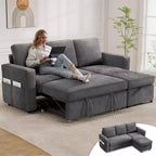 Dyonery Divano letto estraibile 2 in 1 con chaise longue reversibile contenitore per camera da letto Divano a L componibile con tasche laterali, 81"