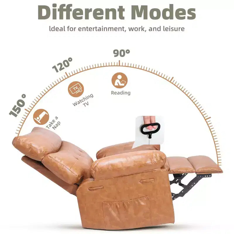 Poltrona Reclinabile Grande Extra Large - Poltrona reclinabile manuale in finta pelle PU di grandi dimensioni per adulti, poltrona relax dal comfort eccezionale