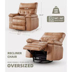 Poltrona Reclinabile Grande Extra Large - Poltrona reclinabile manuale in finta pelle PU di grandi dimensioni per adulti, poltrona relax dal comfort eccezionale