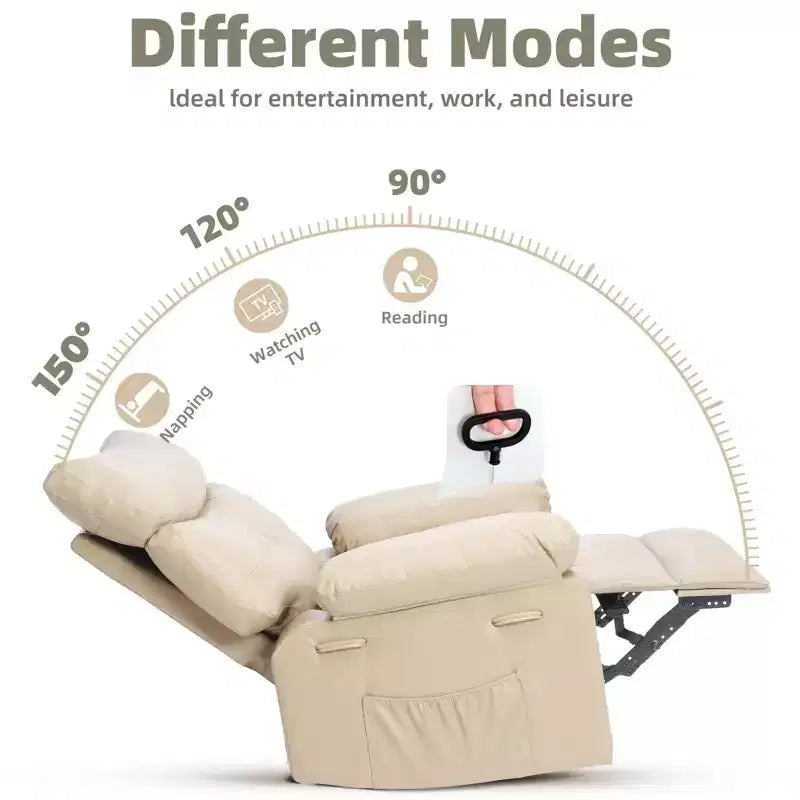 Poltrona Reclinabile Grande Extra Large - Poltrona reclinabile manuale in finta pelle PU di grandi dimensioni per adulti, poltrona relax dal comfort eccezionale