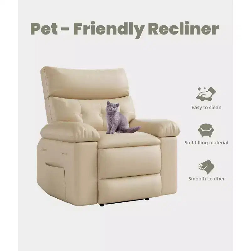 Poltrona Reclinabile Grande Extra Large - Poltrona reclinabile manuale in finta pelle PU di grandi dimensioni per adulti, poltrona relax dal comfort eccezionale