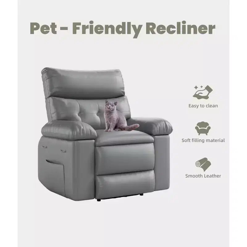 Poltrona Reclinabile Grande Extra Large - Poltrona reclinabile manuale in finta pelle PU di grandi dimensioni per adulti, poltrona relax dal comfort eccezionale