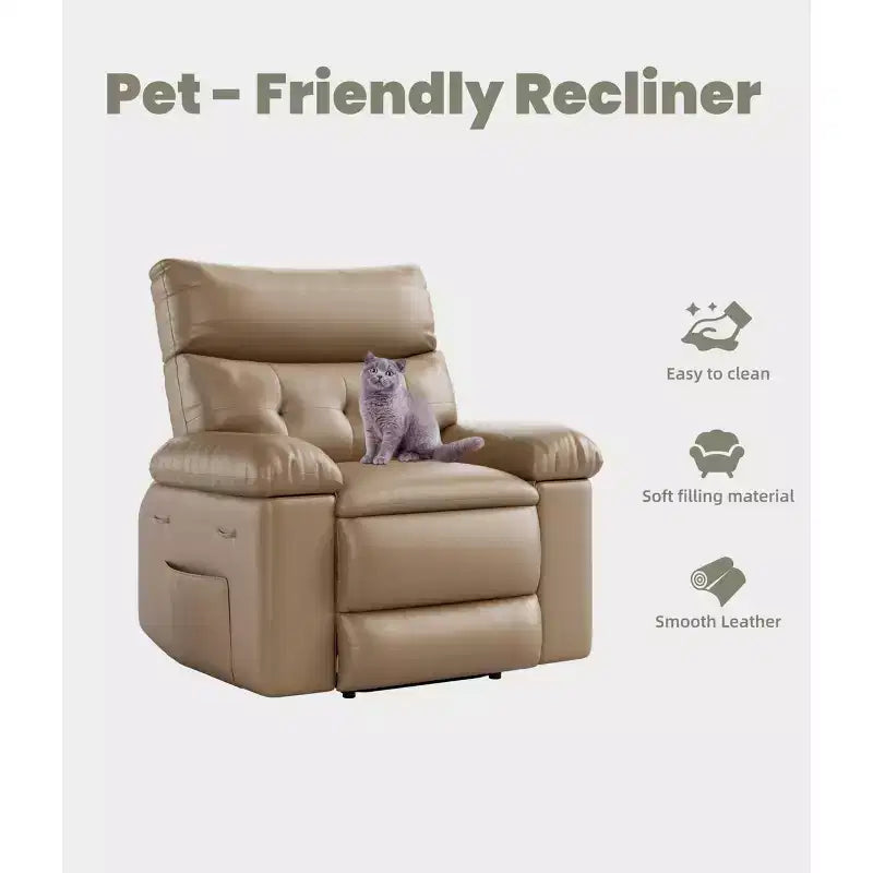 Poltrona Reclinabile Grande Extra Large - Poltrona reclinabile manuale in finta pelle PU di grandi dimensioni per adulti, poltrona relax dal comfort eccezionale