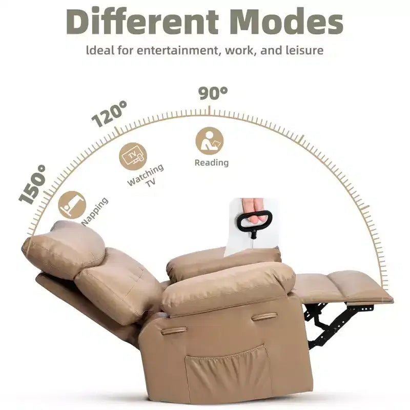Poltrona Reclinabile Grande Extra Large - Poltrona reclinabile manuale in finta pelle PU di grandi dimensioni per adulti, poltrona relax dal comfort eccezionale