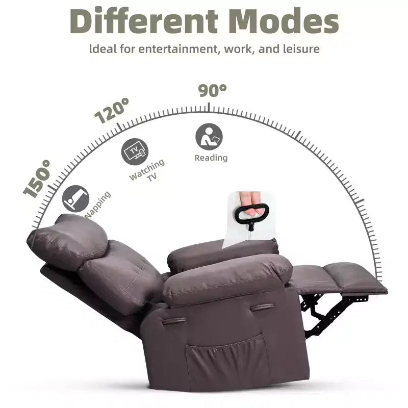 Poltrona Reclinabile Grande Extra Large - Poltrona reclinabile manuale in finta pelle PU di grandi dimensioni per adulti, poltrona relax dal comfort eccezionale