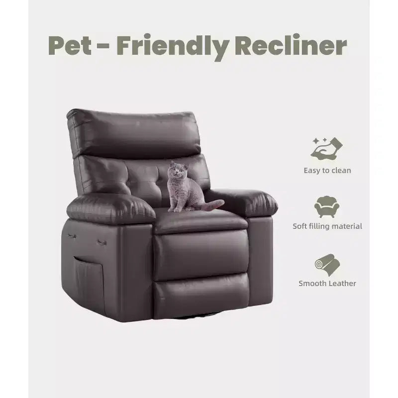 Poltrona Reclinabile Grande Extra Large - Poltrona reclinabile manuale in finta pelle PU di grandi dimensioni per adulti, poltrona relax dal comfort eccezionale