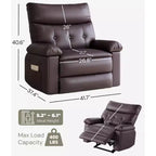 Poltrona Reclinabile Grande Extra Large - Poltrona reclinabile manuale in finta pelle PU di grandi dimensioni per adulti, poltrona relax dal comfort eccezionale