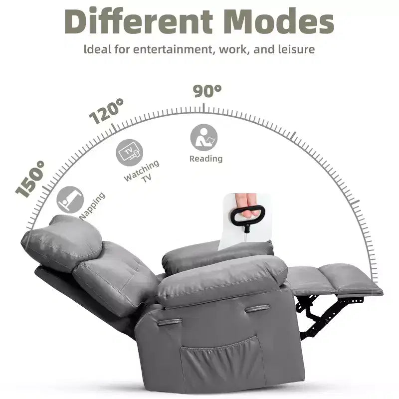 Poltrona Reclinabile Oversize - Grande Recliner Manuale in Similpelle PU per Adulti, Poltrona Relax dal Comfort Eccezionale