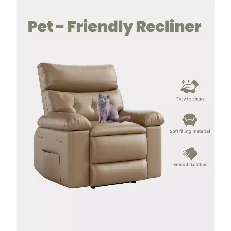 Poltrona Reclinabile Oversize - Grande Recliner Manuale in Similpelle PU per Adulti, Poltrona Relax dal Comfort Eccezionale
