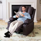 Leather Recliner Chair, Manual Recliner w/Comfortable Arms and Cup Holders for Living Room CF8011