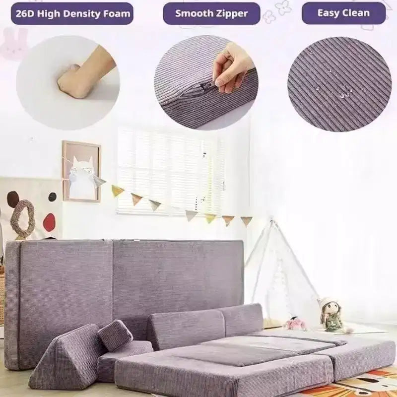 Divano modulare componibile Dyonery, divano gioco modulare creativo fai da te, divano letto convertibile in schiuma per sala giochi, mobili per pavimenti, viola