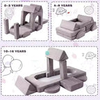 Divano modulare componibile Dyonery, divano gioco modulare creativo fai da te, divano letto convertibile in schiuma per sala giochi, mobili per pavimenti, viola