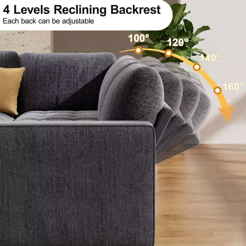 Dyonery divano a U a 7 posti, Divano letto modulare, con letto estraibile, schienale reclinabile, mobile contenitore, montaggio senza attrezzi, velluto neve