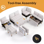 Dyonery divano a U a 7 posti, Divano letto modulare, con letto estraibile, schienale reclinabile, mobile contenitore, montaggio senza attrezzi, velluto neve