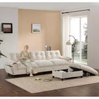 Modern Sectional Sofa L-Shape Sofa Upholstered Cloud Sofa with Charging Ports&Cup Holder&Side Storage Pockets&Movable Storage Ottoman -ModernLuxe
