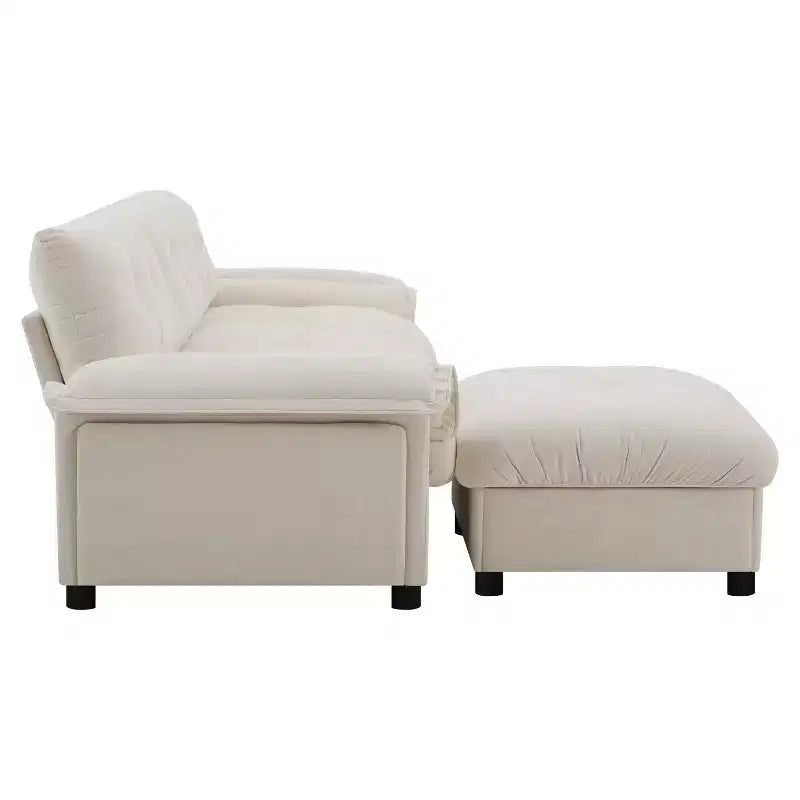 Divano Sezionale Moderno Divano a L Divano Imbottito Cloud con Porte di Ricarica e Portabicchieri e Tasche Laterali e Pouf Contenitore Mobile -ModernLuxe