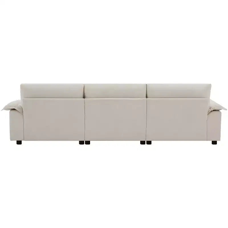 Divano Sezionale Moderno Divano a L Divano Imbottito Cloud con Porte di Ricarica e Portabicchieri e Tasche Laterali e Pouf Contenitore Mobile -ModernLuxe