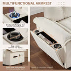 Divano Sezionale Moderno Divano a L Divano Imbottito Cloud con Porte di Ricarica e Portabicchieri e Tasche Laterali e Pouf Contenitore Mobile -ModernLuxe
