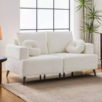 ATJafurn Divano sezionale in velluto a coste bianco, divano letto moderno modulare imbottito oversize con comodi cuscini e seduta profonda per il soggiorno
