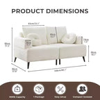 ATJafurn Divano sezionale in velluto a coste bianco, divano letto moderno modulare imbottito oversize con comodi cuscini e seduta profonda per il soggiorno