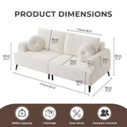 ATJafurn Divano sezionale in velluto a coste bianco, divano letto moderno modulare imbottito oversize con comodi cuscini e seduta profonda per il soggiorno