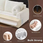 ATJafurn Divano sezionale in velluto a coste bianco, divano letto moderno modulare imbottito oversize con comodi cuscini e seduta profonda per il soggiorno
