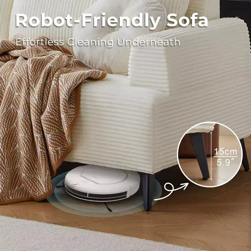 ATJafurn Divano sezionale in velluto a coste bianco, divano letto moderno modulare imbottito oversize con comodi cuscini e seduta profonda per il soggiorno