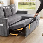 Dyonery Divano a L Componibile Letto con Schienale Reclinabile, Divano Letto a Scomparsa 81, Divano Reversibile con Contenitore, Montaggio Senza Attrezzi