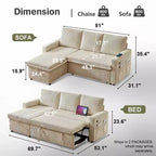 Dyonery Divano a L Componibile Letto con Schienale Reclinabile, Divano Letto a Scomparsa 81, Divano Reversibile con Contenitore, Montaggio Senza Attrezzi